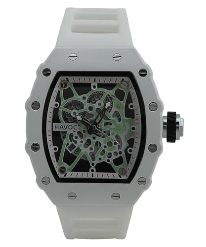 Image of Havoc Craft Men's Luxury Sports Watch 30M Waterproof Tonneau Chronograph | Analog Quartz Wristwatch with Time & Day Function | Premium Square Dial, Shock-Resistant & Anti-Magnetic Silicone Strap