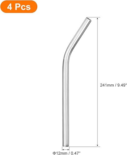 Miniatura 2 de uxcell 4 popotes de metal reutilizables, de acero inoxidable de 9.5 pulgadas para batido, té de burbujas, bebida fría (0.5 pulgadas de ancho,