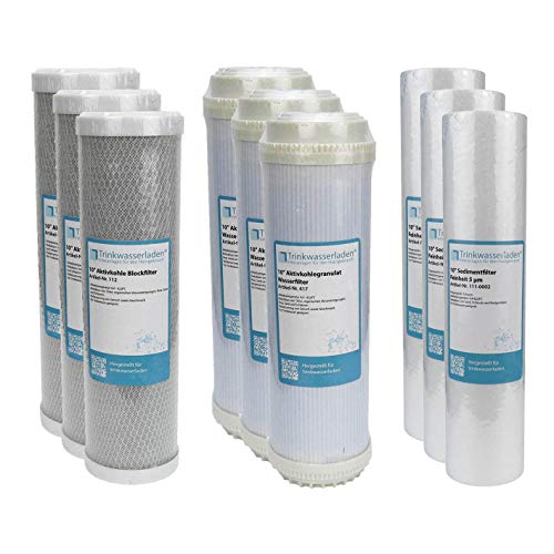 1,5 Jahre Filter Set 10" 9-teilig Ersatzfilter Umkehrosmose RO Sediment Aktivkohle Cover