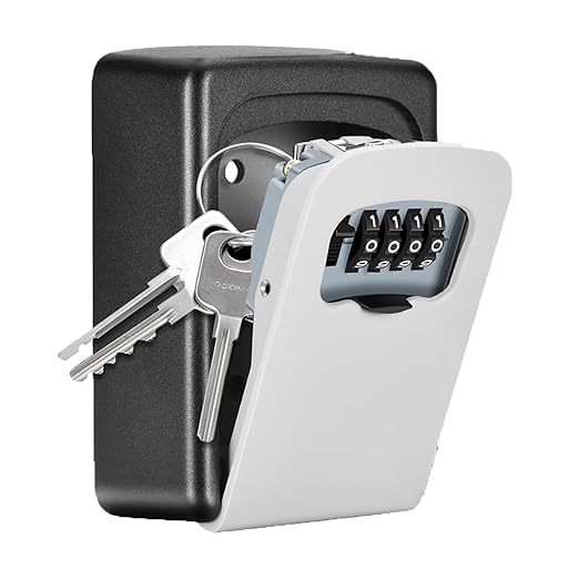 Suptikes Large Key Lock Box with Resettable Combination| Portable Waterproof Wall Mount Lockbox for Outdoor Use | Secure Key Storage Safe for Home, Office, Door Handle (Silver, 1 Pack)