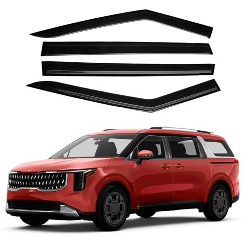 Image of Canvcle Carnival Rain Guards - Window Visors for Kia Carnival 2022-2025 2026, Outside-Mount Tape-On Side Window Wind Deflectors for Carnival Accessories, Vent Visors Shades Rainproof 4PCS