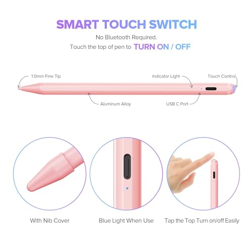 Image of JAMJAKE Stylus Pen for iPad 11th&10th Generation - 2X Fast Charge Active Pencil Compatible with 2018-2025 Apple iPad Pro 11 inch /12.9 inch /M4, iPad Air 3 /4 /5 /M2 /M3, iPad 6-11, iPad mini 5 /6 Gen - Pink