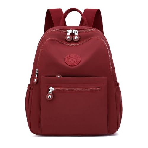 Image of Tanweibago Mini Nylon Women Backpacks,11L Small Ladies backpacks Casual Lightweight Women Shopping Travel Daypack (Wine Red)