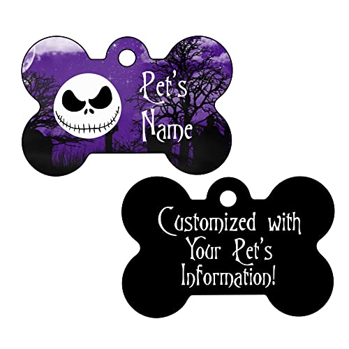 Jack Skellington Purple Double Sided Pet Id Dog Tag Personalized with 4 Lines of Text
