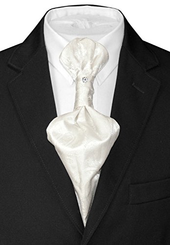 Image of Vesuvio Napoli PreTied ASCOT Solid PAISLEY Color Cravat Men's Neck Tie 21 Colors