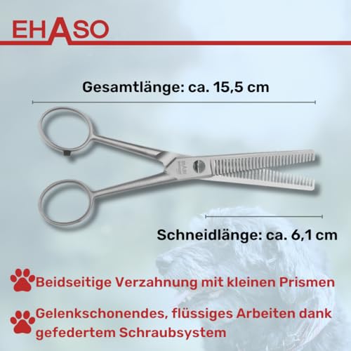 EHASO Hundeschere Effilierschere aus Solingen, 15,5cm 30er Zahnung