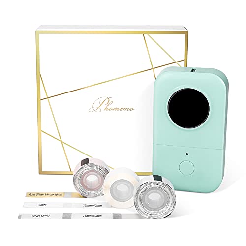 Phomemo D30 Label Maker-with 3 Roll Adhesive Labels,Label Maker Machine with tapeThermal Portable Bluetooth Wireless Label Printer, tag Machine Handheld Easy to Use Printing,Green