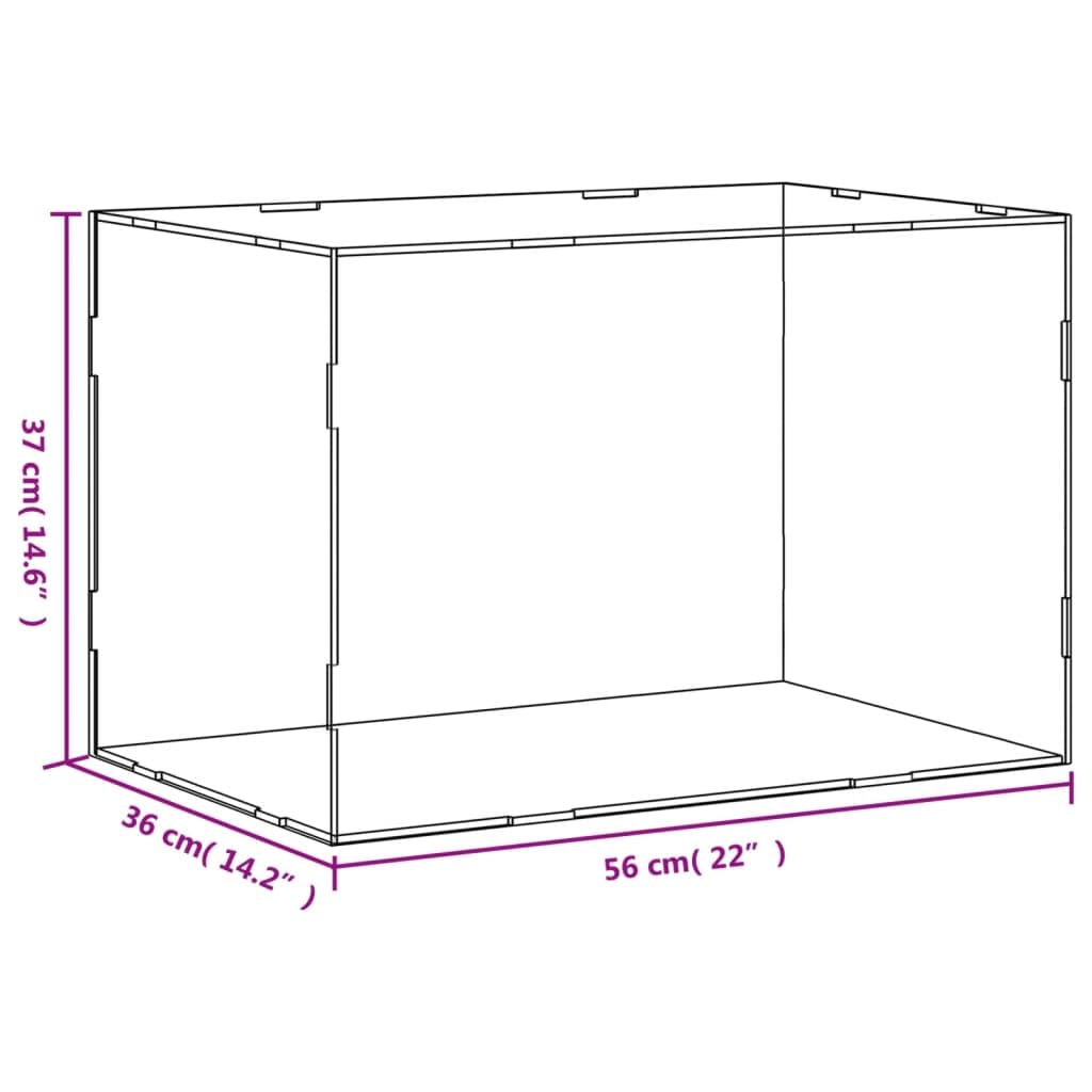 Expositor acrílico 56 x 36 x 37 cm negro transparente caja protectora a prueba de polvo para coleccionables, juguetes y modelos, montaje sin pegamento