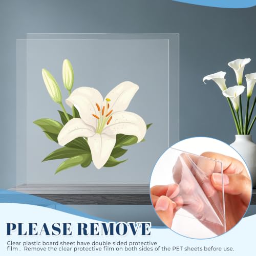 Image of TKOnline 15 PCS Plexiglass Sheets, 12 inch x 12 inch x 0.01 Clear PET Sheet Panels, Clear Acrylic Plastic Sheet for Picture Frame, Invitations, Poster Frames Plastic Board