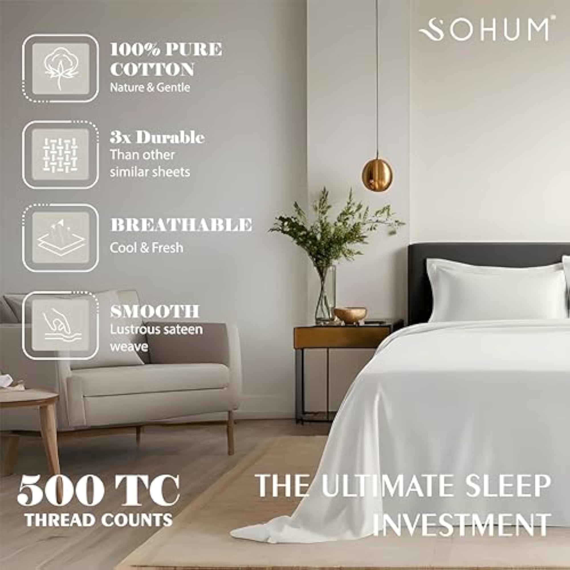 500TC Rest Collection 3Pcs Bedding Set- King Size