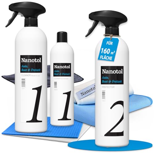 Nanotol Auto, Boot + Freizeit Set | Autopflege-Set mit Nanoversiegelung für Lack, GFK, Felgen | Set für 160 m² | für Wohnwagen, Boot, mehrere Fahrzeuge | inkl. Grundreiniger + Versiegelung