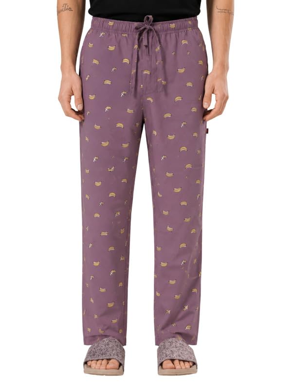 Men's 100% Cotton Lounge Pyjama Pants - Rose Pink Printed | No Marks Elastic, Invisible Left Zipper Pocket, Dual Side Pockets, Drawcord | Night Pants, Lower for Men, Leisure Wear-image-35
