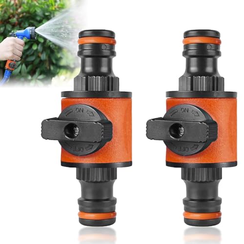 IUSOT 2 Pack for Hozelock Connectors, Quick-Release in-line Shut-Off Valve for Garden Hose Pipe, Hose Pipe Connector, for Hozelock Tap Connector Garden Hose Shut-Off Coupler, for Hozelock Fittings