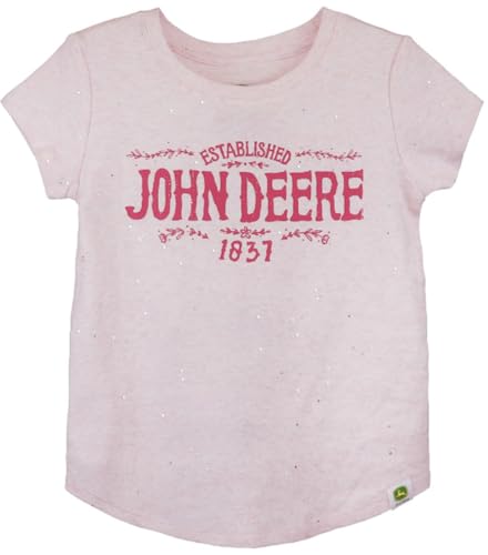 John Deere Pink Glitter Sparkle Est. 1837 Long Sleeve T-Shirt Sizes 6 6X 7 8 10 12
