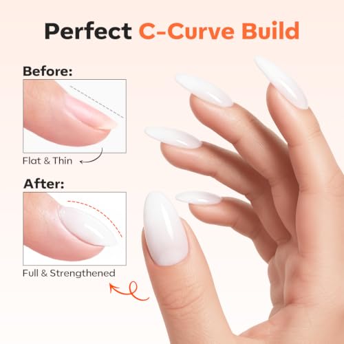 Image of modelones Milky White Builder Nail Gel and Top Coat Gel Polish in One 15ML | No Wipe Top Coat Sheer White Self Leveling Apex Buidling Ultra Glossy Long Lasting U V Cure Manicure