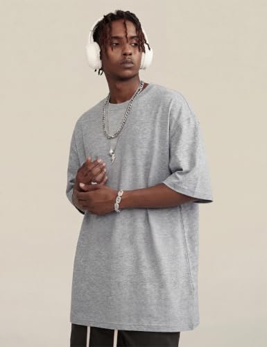 Image of Ogfao Mens Oversized T-Shirts Heavyweight Unisex Cotton T Shirts Baggy Loose Fit Basic Tees Plain Tshirts