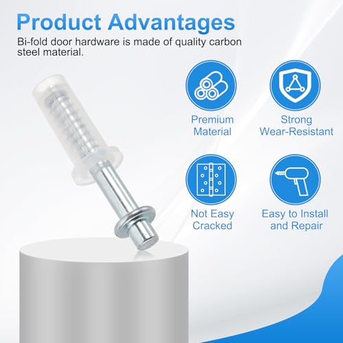 PATIKIL Kit de Herrajes para Puerta Bifolding, 3 Piezas, Pivot Superior 0.6 Pulgadas para Puerta de Clóset, Blanco miniatura 3