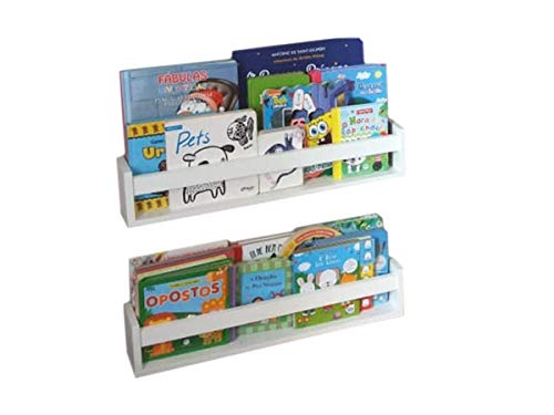 Prateleira Infantil Pabimi – Kit com 2 Peças de 60 cm | Porta Livros e Brinquedos de Parede | MDF Premium Fosco Branco