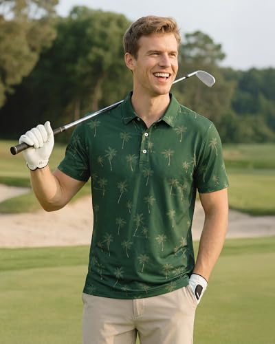 maamgic Men's UPF50+ Printed Golf Polo