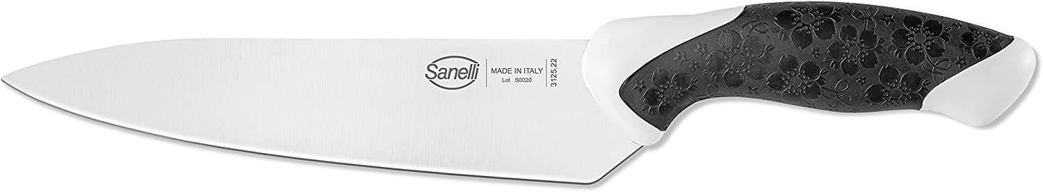 Ceppo Obliquo in Legno di Ciliegio 5 Coltelli 1 Forbice Sanelli Sakura Nero/Bianco