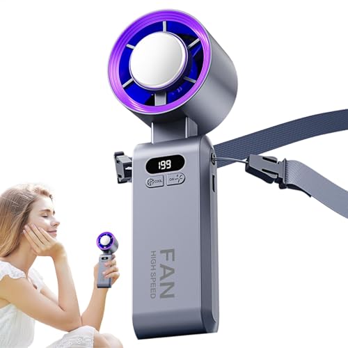 Ventilador portátil de enfriamiento plegable, ventilador de mano de pantalla digital - Ventilador de aire acondicionado de mano | Herramienta de enfriamiento de exhibición digital para cocina, automóv