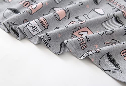 Quch Nightgowns For Women Cotton Womens Nightgown Short Sleeves Sleep Shirts Women's Sleepwear Print Pajama Night Shirts Gray Cup Xl #TOP4