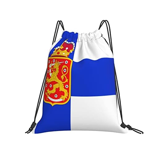 339 Dragsko väskor symboler av Finland flagga vapensköld dragsko stängning ryggsäck färgglada män kvinnor gymväska vikbar tygväska barn tonåringar vuxna ledig dagväska för klättring resor