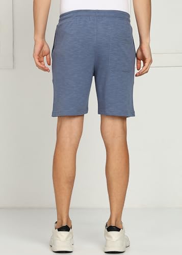 Image of Alan Jones Clothing Men's Easy Stretchable Shorts | Cotton Blend Slub Fabric | Elastic Waist with Adjustable Drawstring | Soft Touch Casual Shorts with Side Pockets