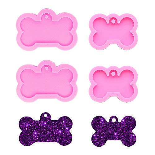 Nifocc Molde de Silicona con Forma de Hueso de Perro diseño de Hueso de Perro diseño de Hueso de Perro moldes de Resina epoxi con Agujero para Hacer Manualidades de tamaño Grande y pequeño Color Rosa Cover