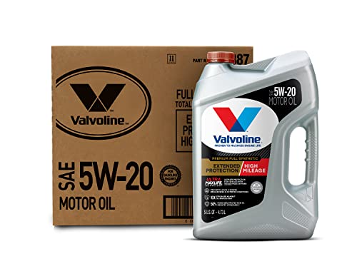 Image of Valvoline Extended Protection High Mileage with Ultra MaxLife Technology 5W-20 Full Synthetic Motor Oil 5 QT, Case of 3