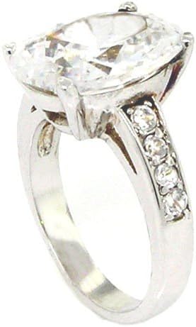 Alljoy Sterling Silver Classic Solitaire Engagement Ring w/Round Brilliant White CZ