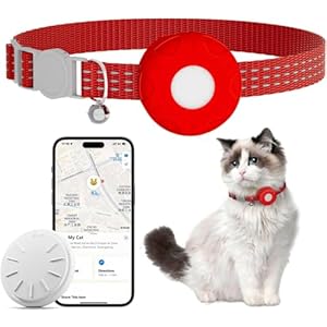 Cat Tracker,Mini GPS Tracker for Cats,No Monthly Fee Smart Pet Activity Tracker,Compatible with Apple Find My(iOS Only),Anti-Lost Finder Tag for Vehicles,Pets,Kids,Items-(Red)