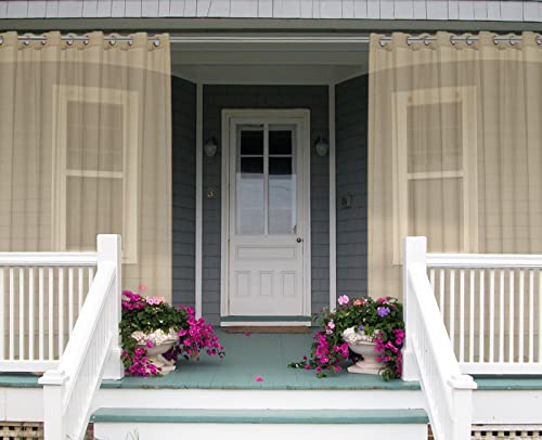 ABCCANOPY Outdoor Patio Sheer Curtains, Breathable Voile Drapes with Grommets for Gazebo, Porch, Pergola, Cabana, Beige, 1 Piece, W54 x L84 Inch - Image 7