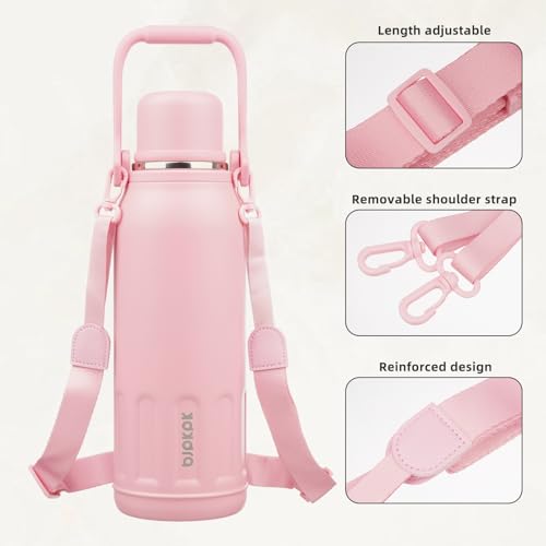 Image of BJPKPK Stainless Steel Insulated Bottle with Handle & Strap, 50oz
