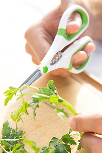 Image of Zyliss Heavy Duty Home & Kitchen Herb Shears Scissors with Innovative Stem Stripper, Versatile Kitchen Shears for Trimming Weeds, Flower Buds & More - White /Green - 8.5 x 4.2 x 0.4 inches
