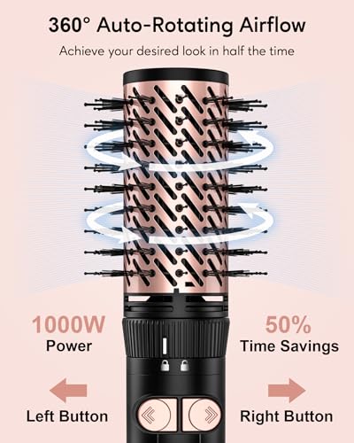 Terviiix FA318-BLACK 4-In-1 Hot Air Rotating Blow Dryer Brush Kit – 1000W With Rotatable Round Brushes (2 Sizes), Oval Volumizer, And Diffuser – Ideal For Curly Hair thumb #3
