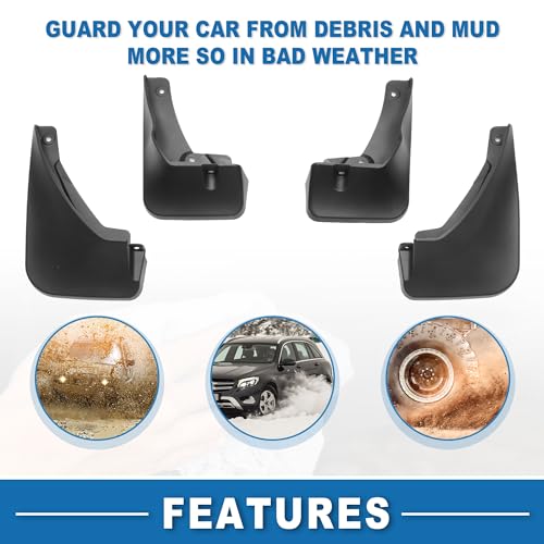 Image of Mud Flap Splash Guard with Mount Accessories Front & Rear Side Mud Guard for Lexus NX250 L4 2.5L Base 2022 (Set of 4), 31x28x14cm, Black