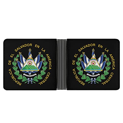 El Salvador Coat of Arms PU Leather Pouch Wallet Credit Card Holder Passcase Bifold Purse for Men