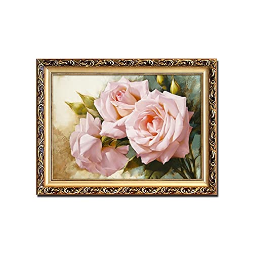 Broderie diamant fleurs roses 80x180cm pour décorer un grand salon moderne