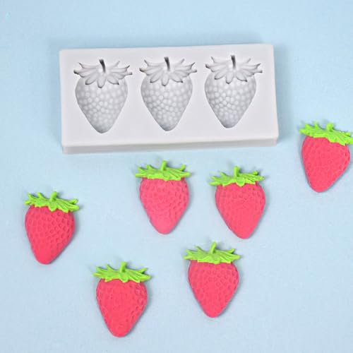 4Pcs 3D Strawberry Mold Silicone Mini Fruit Chocolate Molds Fruit Fondant Handmade Candy Jelly Bakeware for Baking Chocolate Pan Cake Cupcake Topper Making (White) - Image 6