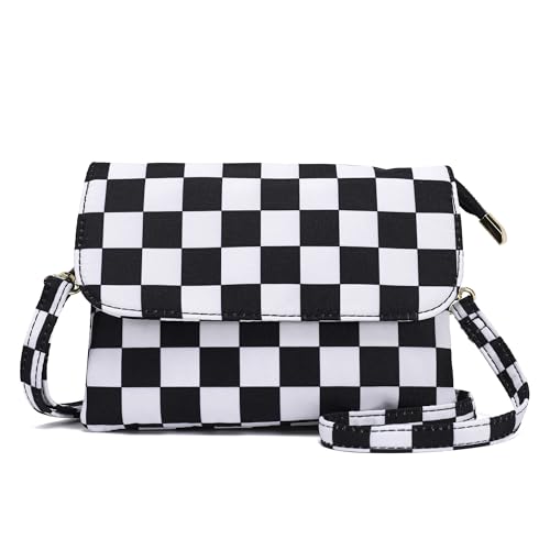 NEICOA Nylon Checkered Crossbody Bag with Adjustable Strap Cell Phone Purse Small Crossbody Purses for Women