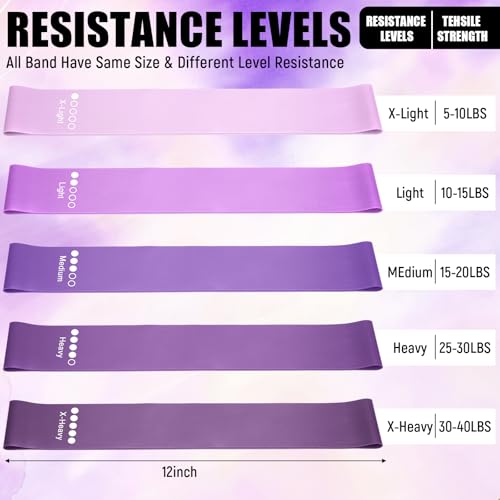 Image of Deekin 20 Pcs Resistance Bands for Women Men 10-115 Lbs 5 Different Resistance Levels Loop Exercise Bands for Leg Working Gym
