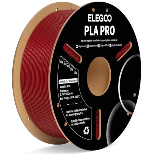 Image of ELEGOO PLA PRO Filament 1.75mm Burgundy Red 1KG, 30-250mm /s Printing Speed Improved Rigidity 3D Printer Filament Dimensional Accuracy + /- 0.02mm, 1kg Spool (2.2lbs)