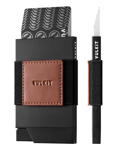 VULKIT Credit Card Holder Wallet Slim Minimalist Metal Pop Up Wallet with Money Band and RFID Blocking, Holds Cards Bills and Cash