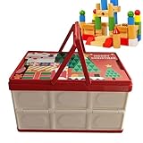 Cajas de almacenamiento navideñas | Contenedor apilable de 30 l - Caja decorativa plegable para decoración de vacaciones - Para ropa, juguetes, mantas, decoraciones de fiesta, hogar, apartamento