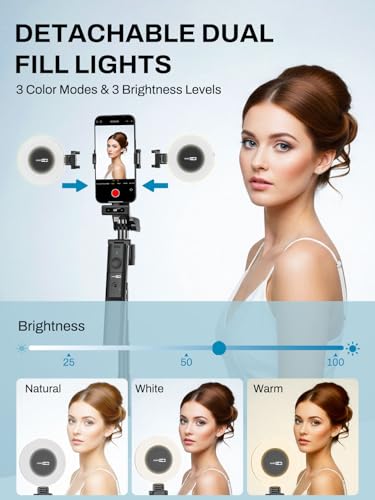 Image of USKEYVISION Vlogging Kit for iPhone&Android,Content Creator Essentials,YouTube Starter Kit w /Wireless Microphone&Remote,68 inch Auto Face Tracking Tripod for iPhone w /Light for TikTok Video Recording