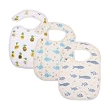 [BIUDECO] 3個綿製 新生児用よだれかけ 肌に優しい字型ベビービブ コーマ綿使用 デザイン