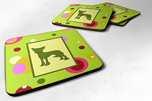 Caroline's Treasures CK1099FC Chinese Crested Foam Coaster Set of 4 Set of 4 Cup Coasters for Indoor Outdoor, Tabletop Protection, Anti Slip, Mouse pad Material