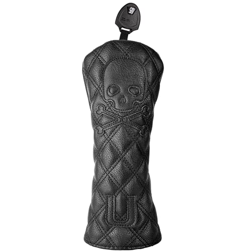 Black Skull Leather Driver Headcover