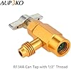 Aupoko R134A A/C Dispenser Valve, R134A Can Puncturing Tap with 1/2’' Male and 1/2’’ Female Thread Air Condition Refrigerant Bottle Opener, Fits for Auto A/C Charging (1/2’' Male and 1/2’’ Female) #1